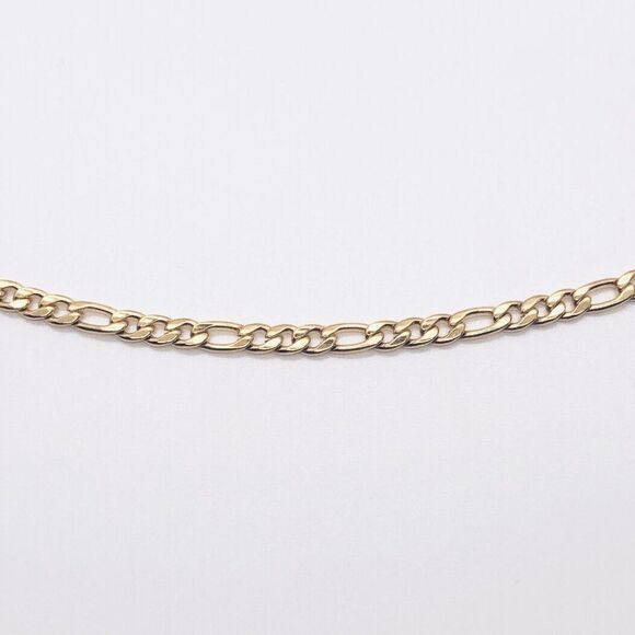 22" Gold Stainless Steel 4mm Figaro Mask Chain Necklace - Picture 1 of 8